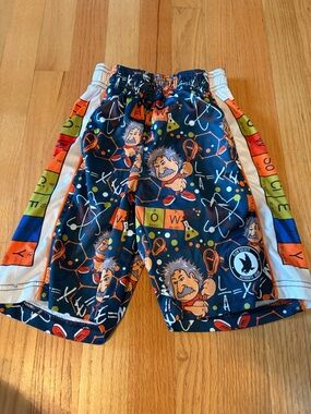 Flow Society Science-Print Athletic Shorts with Orange Accents, Smal